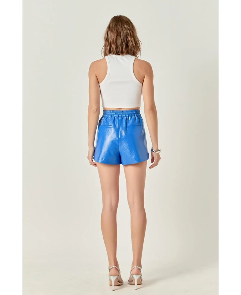 endless rose Women's High-Waisted Faux Leather Shorts