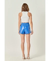 endless rose Women's High-Waisted Faux Leather Shorts