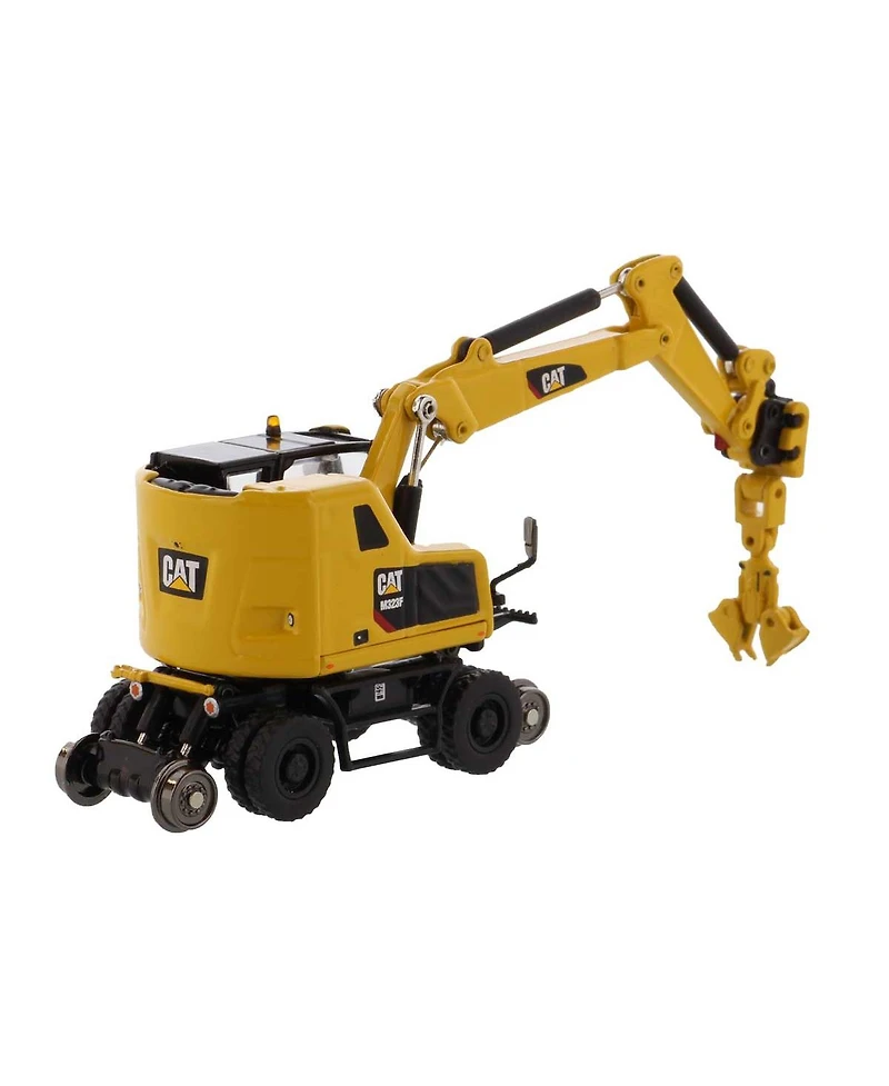 Cat Caterpiller M323F Railroad Wheeled Excavator with 3 Accessories High Line Series 1/87 Scale Diecast Model by Diecast Masters