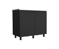 Salento 2 Freestanding Utility Base Cabinet with Stainless Steel Countertop and 2-Door, Smokey Oak