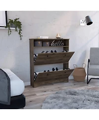 Wayne Shoe Rack 46" H, One Open Storage Shelf, Two Internal Drawers, Doors