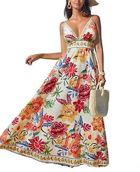 Cupshe Women's Vibrant Oasis Tropical Maxi Beach Dress