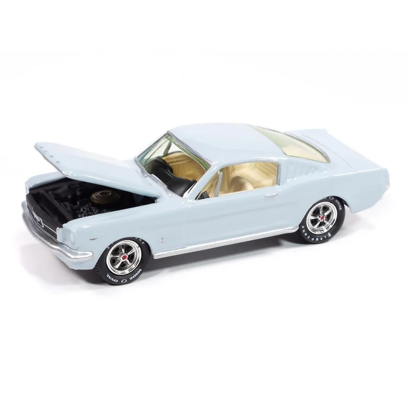 1/64 1965 Ford Mustang Fastback Blue Johnny Lightning Collector Tin