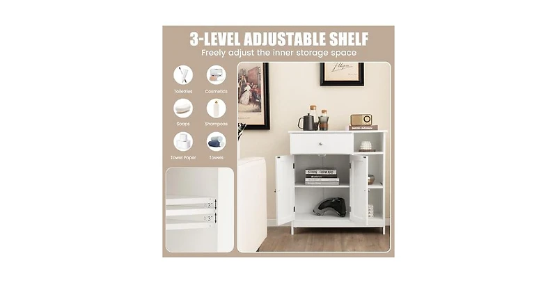 Freestanding Kitchen Cupboard Storage Organizer with 1 Large Drawer