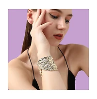 Sohi Women's Green Dented Cuff Bracelet