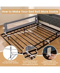 Slickblue Kids Swing-Down Foldable Bed Rail Guard with Safety Strap Adjustable