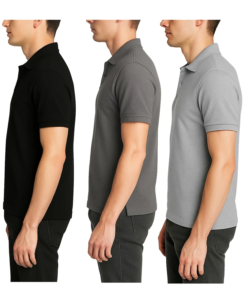 Galaxy By Harvic Men's 3-Pack Polo Avenue Short Sleeve Pique Shirt