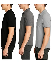 Galaxy By Harvic Men's 3-Pack Polo Avenue Short Sleeve Pique Shirt