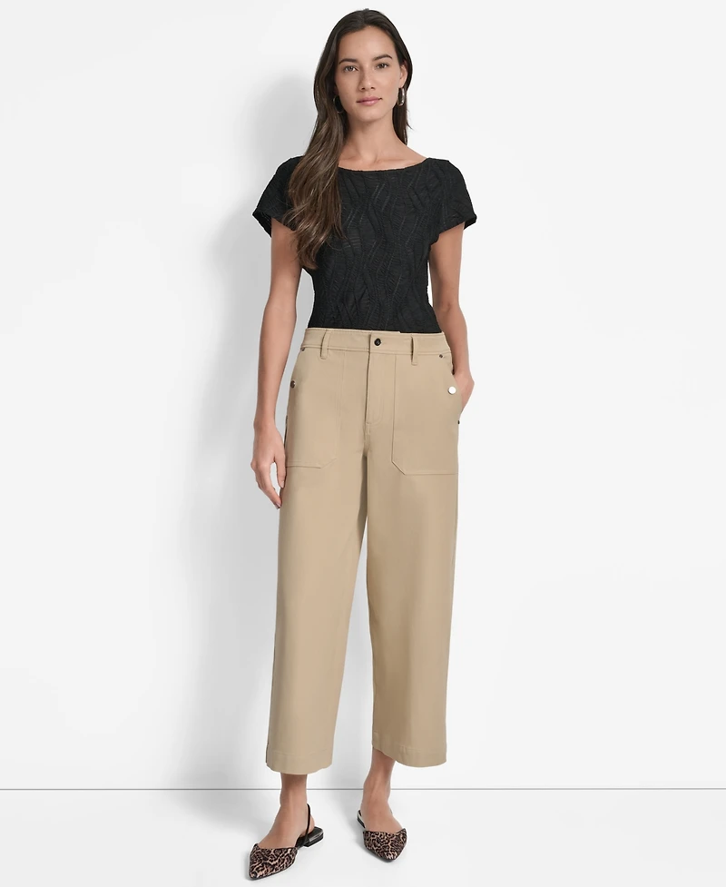 Dkny Women's Crew High-Rise Wide-Leg Pants
