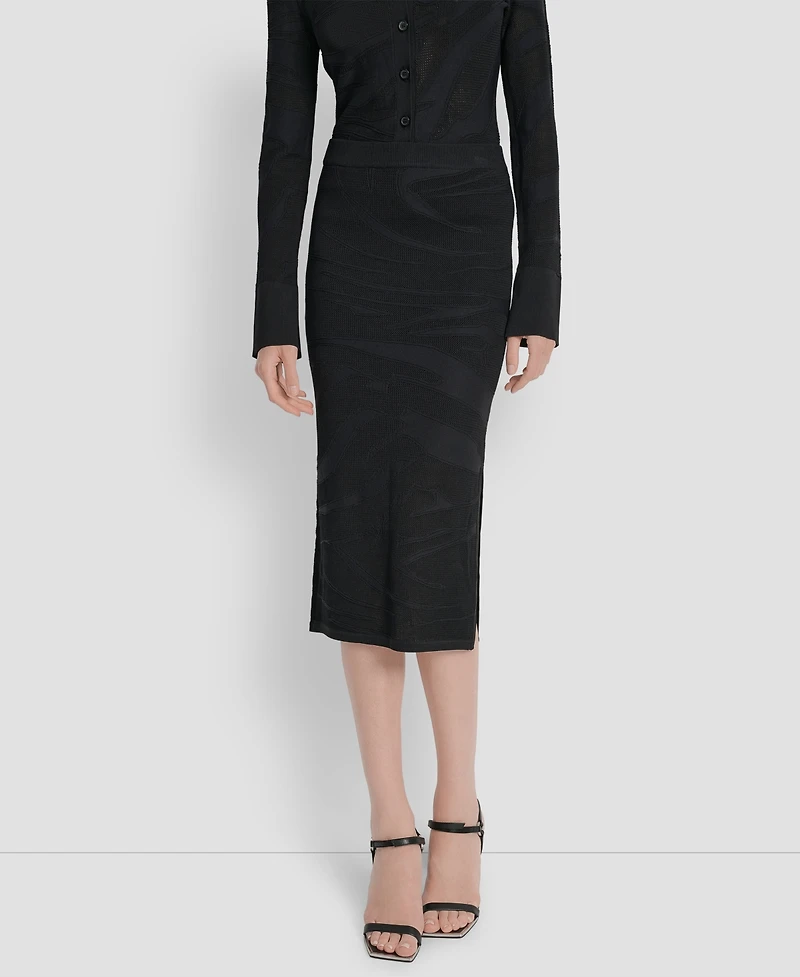Dkny Women's Zebra Knit Sweater Midi Skirt