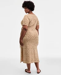 On 34th Trendy Plus Leopard-Print Tie-Waist Midi Dress, Macy's Exclusive