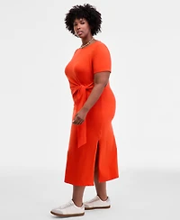 On 34th Trendy Plus Side-Tie Knit Midi Dress, Created for Macy's