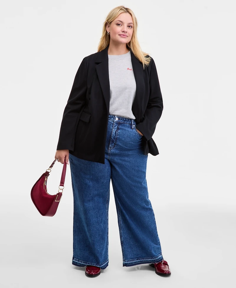 On 34th Trendy Plus Longline Ponte-Knit Blazer, Created for Macy's