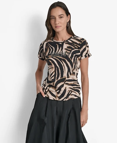 Dkny Women's Printed Logo Crewneck T-Shirt