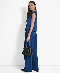 Dkny Textured Sleeveless Top Glazed Wide Leg Pants