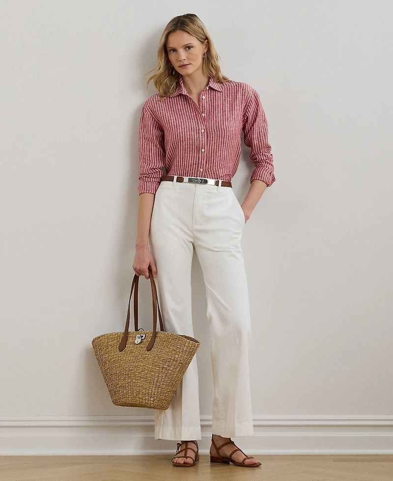 Lauren Ralph Petite Relaxed-Fit Striped Linen Shirt