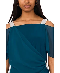 Msk Side-Draped Cold-Shoulder Jumpsuit
