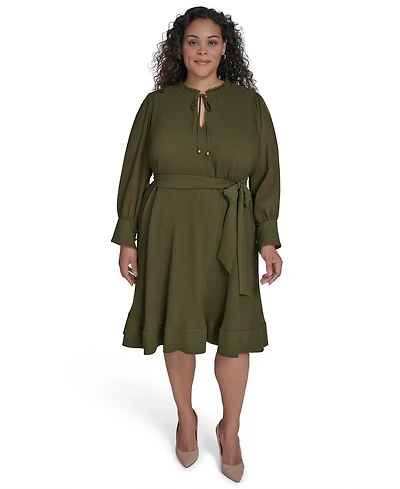 Eliza J Plus Pleated Chiffon Dress