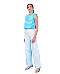 endless rose Women's Stripe Sleeveless Pleated Knit Top