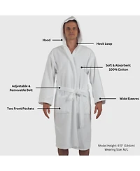 Alpine Swiss Men's Dane Hooded Bathrobe Cotton Terry Cloth Luxury Hotel Spa Robe