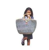 Balance Stripes Handwoven Beach Straw Tote Basket