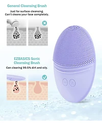 Ezbasics Rechargeable Facial Cleansing Brush, Soft Silicone Waterproof Sonic Vibrating Face Cleaning Brush Compatible with Face Cleansers, 5 Speeds, V