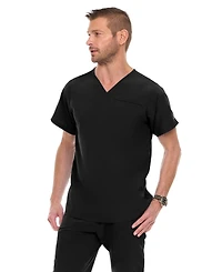 Medichic Men's Men Scrubs Set - Stretch V-Neck Scrub Top with 7-Pocket Pants Workwear Wine Large