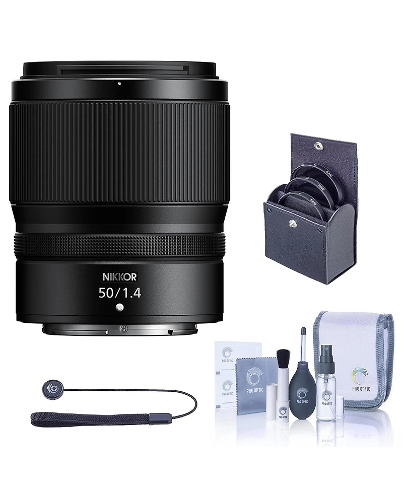Nikon Nikkor Z 50mm f/1.4 Lens, Bundle with 62mm Filter Kit, Cleaning Kit and Lens Cap Tether