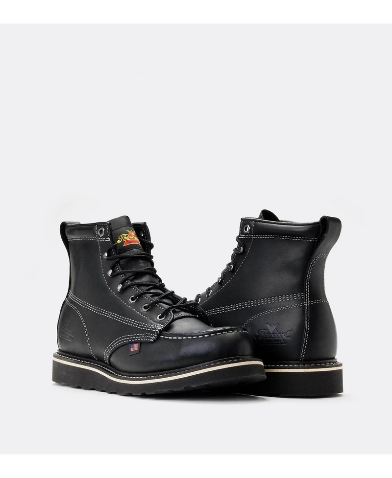 Thorogood Men's American Heritage Midnight 6" Black Moc Toe Work Boots for Men