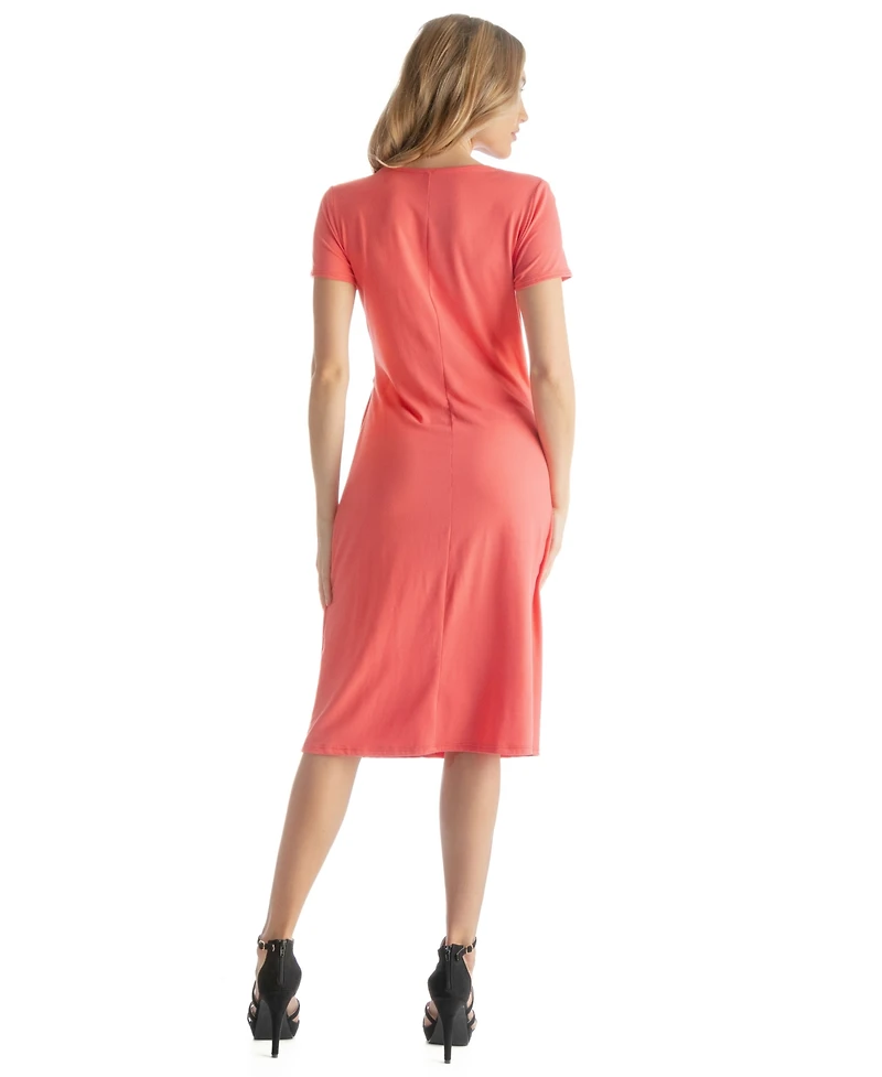 24seven Comfort Apparel Petite Short Sleeve Knee Length Dress