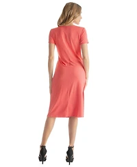 24seven Comfort Apparel Petite Short Sleeve Knee Length Dress