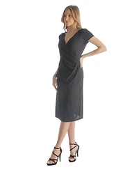 24seven Comfort Apparel Petite Short Sleeve Knee Length Dress