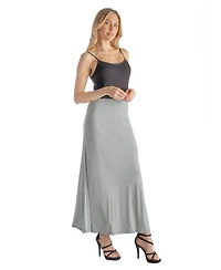 24seven Comfort Apparel Petite Elastic Waist Solid Color Maxi Skirt