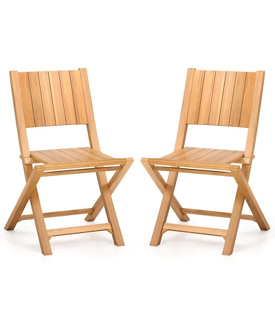 2-Piece Outdoor Dining Chairs with Slatted Seat for Durable and Stylish Patio Seating