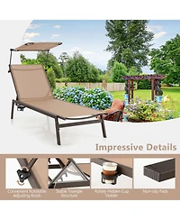 Gymax 6-Position Recliner Lounge Outdoor Adjustable Reclining Chair Poolside