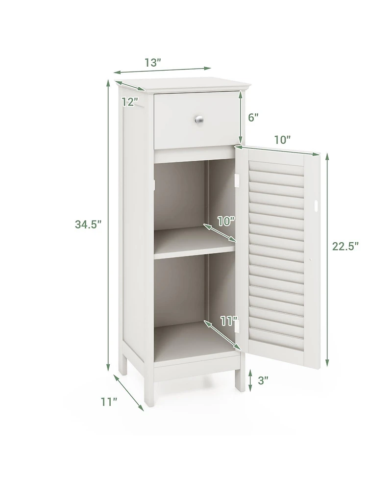 Woodern Bathroom Floor Storage Cabinet with Drawer and Shutter Door