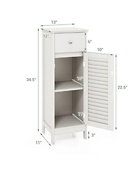 Woodern Bathroom Floor Storage Cabinet with Drawer and Shutter Door