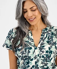 Style & Co Women's Printed Short-Sleeve Tiered Dress, Exclusively at Macy's