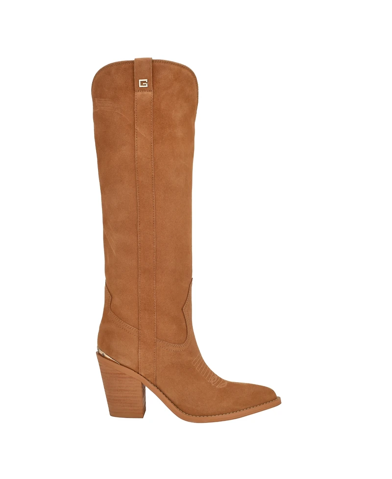 Guess Women's Sashan Knee-High Topstitched Western Boots