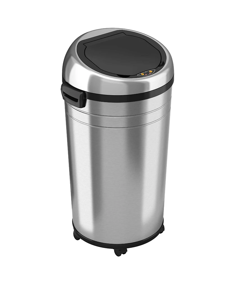 iTouchless Stainless Steel Sensor Trash Can with Dual AbsorbX Odor Filters and Wheels, Silver