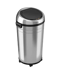 iTouchless Stainless Steel Sensor Trash Can with Dual AbsorbX Odor Filters and Wheels, Silver