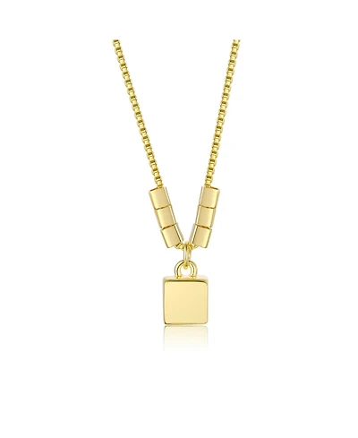 14K Gold Plated Lock Pendant Necklace with Beaded Accents
