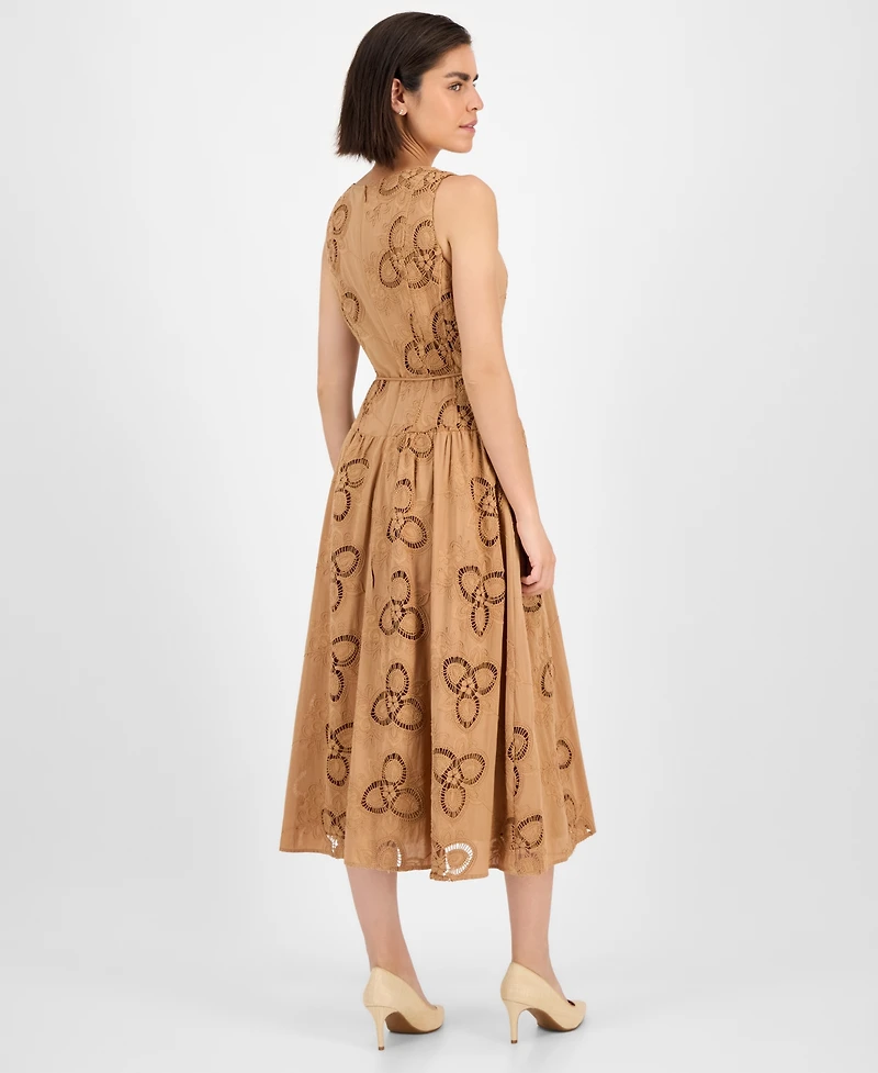 Anne Klein Women's Embroidered String-Belt Midi Dress