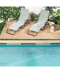 Gymax 2 Pcs Outdoor Chaise Lounge Folding Stacking Reclining Chairs