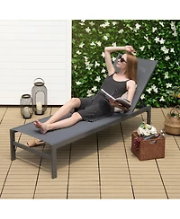 Gymax Patio Chaise Lounge Outdoor Adjustable Lounge Chair W/ 6-Position Backrest
