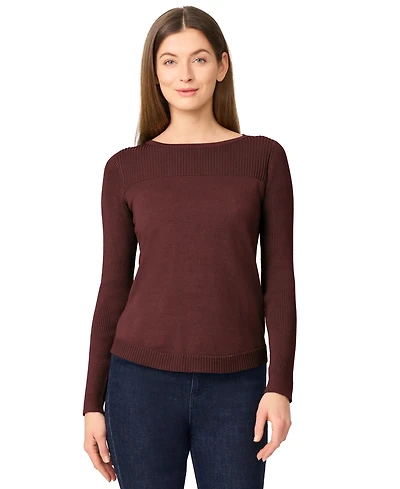 Melissa Paige Women's Petite Boat Neck Long-Sleeve Sweater