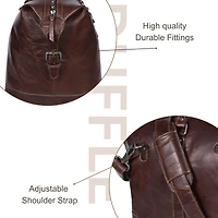 Aaron Leather Goods Full-Grain Leather Travel Duffle Bag with Shoulder Strap, Spacious Interior, and Vintage-Inspired Design – Ideal for Weeken