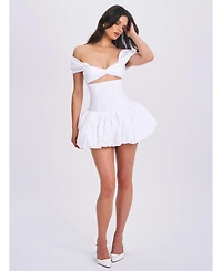 Miss Circle Women's Umika White Bubble Hem Mini Dress
