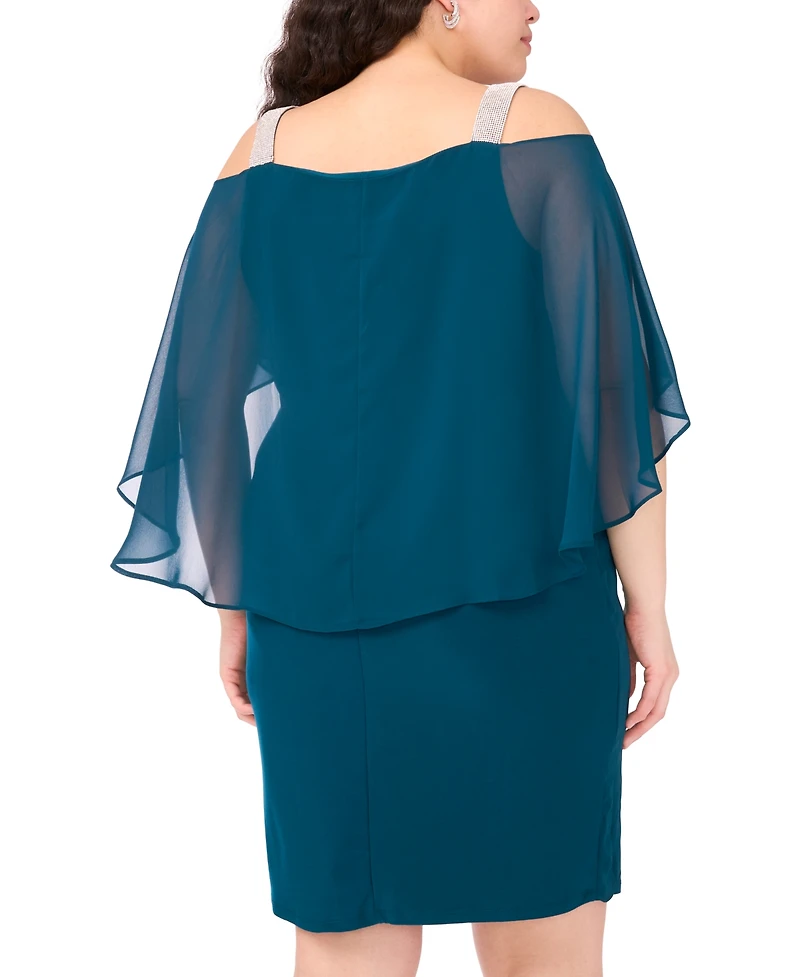 Msk Plus Embellished Cold-Shoulder Draped Shift Dress