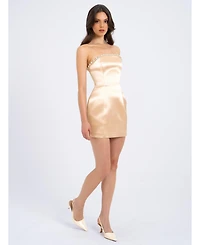 Miss Circle Women's Paisley Pearl Trim Gold Sleeveless Mini Dress